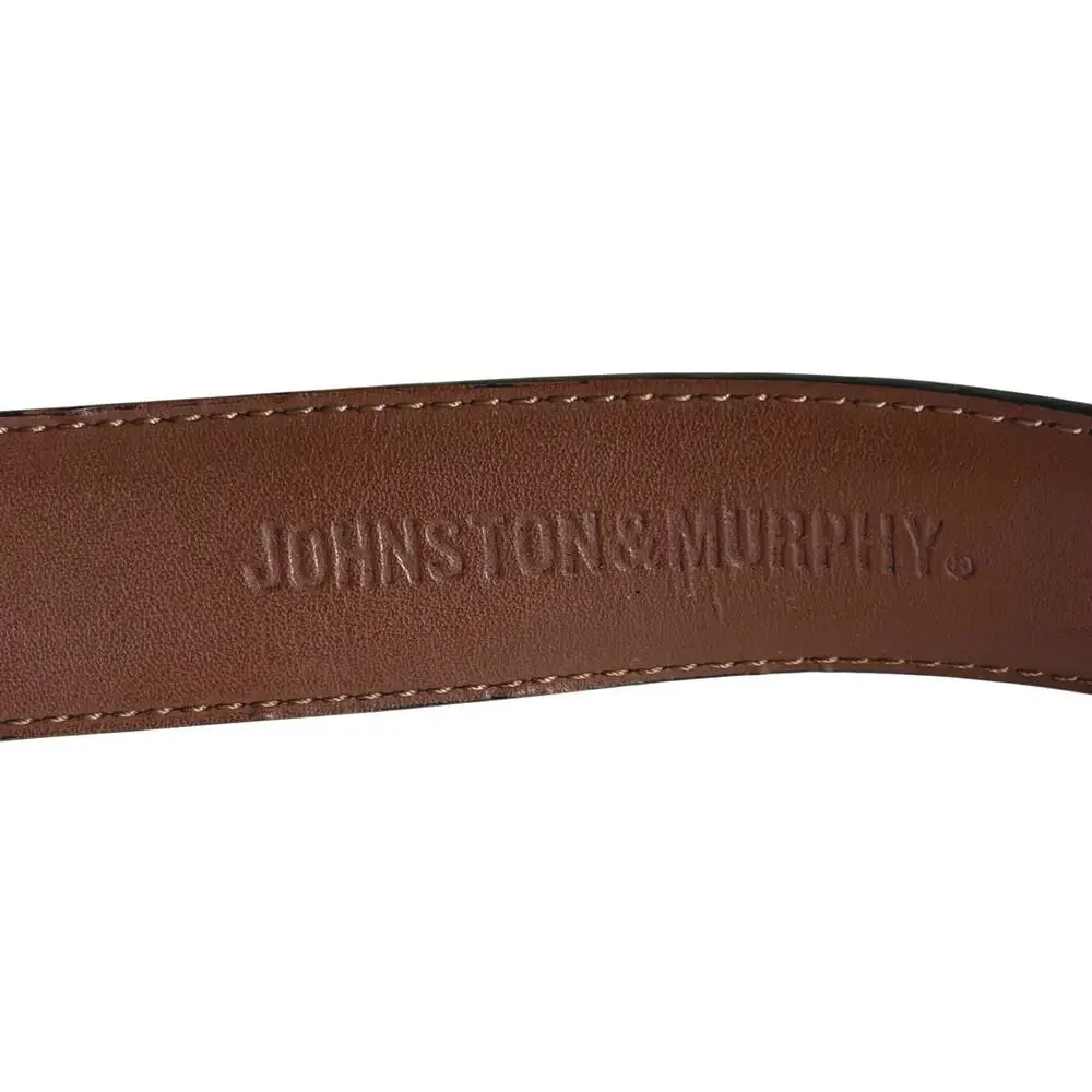 Johnston and Murphy brown kipskin leather silver buckle men’s belt size 36